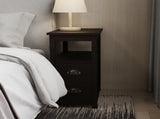 End Table Narrow Nightstand With Two Drawers And Open Shelf-Brown 37806637