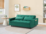 55 "green velvet sofa, elegant with convenient pockets, clever interpretation of the three-in-one W3371P315005