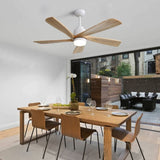 52 Inch Indoor Ceiling Fan With Dimmable LED Light 5 Solid Wood Blades Remote Control Reversible DC W882P146360