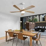 ZUN 52 Inch Indoor Ceiling Fan With Dimmable LED Light 5 Solid Wood Blades Remote Control Reversible DC W882P146360