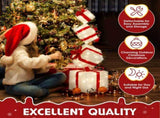 3FT Lighted Gift Box Tower, Pre-lit Stacked Present Boxes Ornament with 80 LED Warm White Lights and 34916158