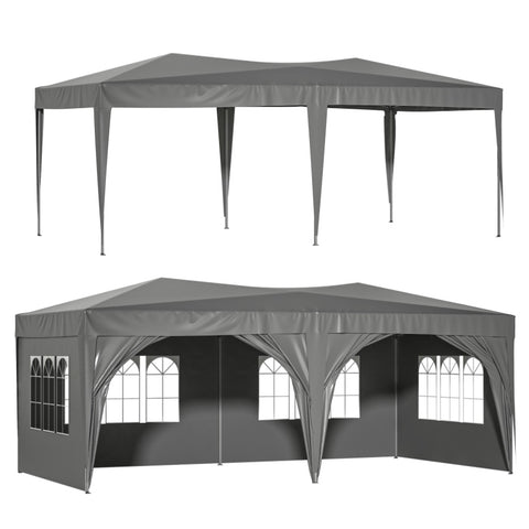 ZUN 10'x20' EZ Pop Up Canopy Outdoor Portable Party Folding Tent with 6 Removable Sidewalls Carry Bag W1212P146439