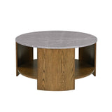 Round Mixed Material Coffee Table with Shelf B035P217812