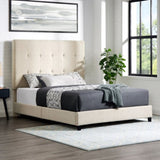 Queen Size Beige Tufted Upholstered Platform Bed B108P160252