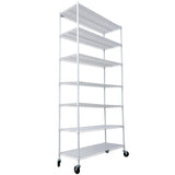 7 Tier Metal Wire Shelving Unit, 2450lbs Heavy Duty Adjustable Storage Rack with Wheels & W465142134