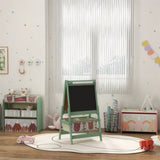 Art Easel with Paper Roll, Blackboard, Whiteboard, Storage, Green 05198404