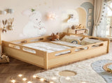 Queen Size Floor Platform Bed with Full-length Guardrails, Low Profile Queen Bed Frame, No Box W1580P438796