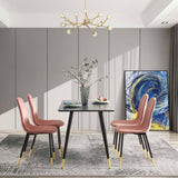 ZUN Pink Velvet Tufted Accent Chairs with Golden Color Metal Legs, Modern Dining Chairs for Living W116464052