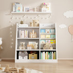 ZUN White Wooden Toy Storage Organizer Cabinet Kids Bookshelf Children Bookcase Toddler Baby Sling Book W2876P233536