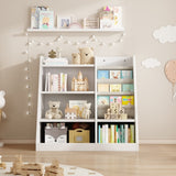 ZUN White Wooden Toy Storage Organizer Cabinet Kids Bookshelf Children Bookcase Toddler Baby Sling Book 81471101