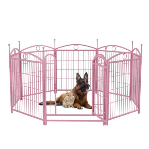 ZUN Dog Playpen Indoor 32 inch 8 Panels Metal Dog Pen Pet Dog Fence Outdoor Exercise Pen with Doors, W368P234002