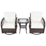 3-piece Outdoor Chair&Table Set 2-person Rattan Seating Group with Two Swivel Chairs and a Square N719P234190D