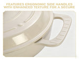 Cast iron 7.5QT cooking pot - Ceramic white - Includes two silicone gloves - Enamel pot 21072986