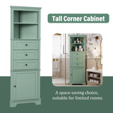 ZUN Green Triangle Tall Cabinet with 3 Drawers and Adjustable Shelves for Bathroom, Kitchen or Living WF306469AAG