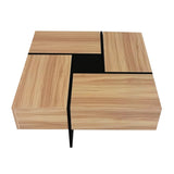 Unique Design Coffee Table with 4 Hidden Storage Compartments, Square Cocktail Table with Extendable 93568646