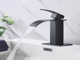 Waterfall Spout Bathroom Sink Single Handle Faucet with Pop-Up Drain 47857486