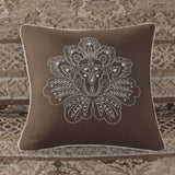 5 Piece Reversible Jacquard Bedspread Set Brown/Gold Queen B03597513