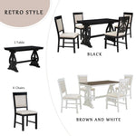 ZUN 5-Piece Retro Dining Set, Rectangular Wooden Dining Table 4 Upholstered Chairs for Dining Room 34220752