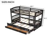 Twin over Twin Wood Bunk Bed with Trundle and Drawers, Espresso 34668938