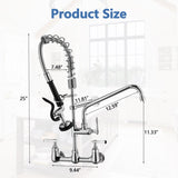 ZUN Commercial Kitchen Faucet, Pre-Rinse Sink Faucet with Pull Down Sprayer - Wall Mount Kitchen Faucet W1225P251012