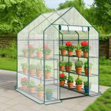 Mini Walk-in Greenhouse with PE Cover, 8-Shelf Indoor Outdoor Plant Gardening Green House for Garden 36309450
