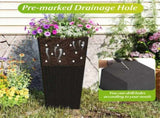 Set of 3 PP Rattan Wicker Planters with Metal Frame & Inner Pots, Stackable Tall Plant Pots for 77738352