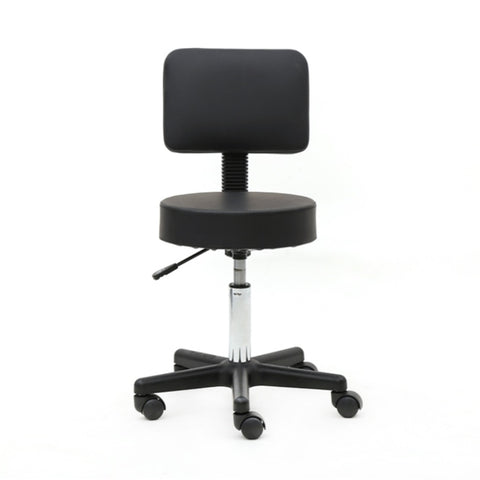 ZUN Round Shape Plastic Adjustable Salon Stool with Back Black 42012977