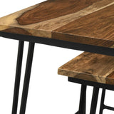 Natural and Black 3-Piece Nesting Table with Hairpin Legs B062P153893