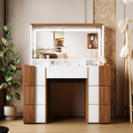 ZUN 44.4" Elegant Vanity Table with Large Lighted Mirror & Power Outlet, Dressing Table with 7 Drawers & 04331861