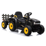 ZUN 12V Kids Ride On Tractor with Trailer, Battery Powered Electric Car w/ Music, USB, Music, LED W2181137524