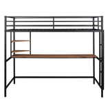 Twin Metal Loft Bed with Desk and Shelve,Black MF292491AAB
