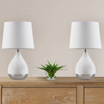 ZUN 2-Tone Ceramic Table Lamp Set of 2 White/Silver See below B035P264515