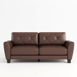 82" Genuine Leather match Two-Over-Two Sofa Living room coach Transitional sofa - Honey Brown W1896P175676