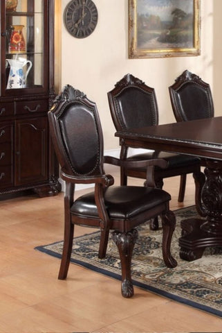 ZUN Gorgeous Formal Set of 2 Arm Chairs Brown Color Rubberwood Dining Room Furniture Faux Leather B01180915