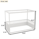 Twin Size Canopy Bed Frame with Guardrails for Kids,Floor Bed Twin with Four Poster Design,Kids W1858P252838