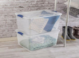 Large Latching Storage Bin, 66 Quart Clear Plastic Storage Container with Clear Lid, Blue Latch, 6 47148597