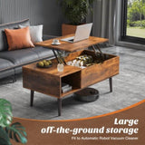 ZUN Lift Top Coffee Table ,Wooden Furniture with Hidden Compartment and Adjustable Storage 06423427