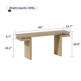 66" Extra Wide Real Wood Veneered Console Table, Minimalist Sofa Table Behind Couch for Entryway, W1435P312700