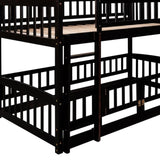 ZUN Bunk Bed with Slide,Twin Over Twin Low Bunk Bed with Fence and Ladder for Toddler Kids Teens 22571216