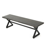 ZUN Outdoor Aluminum Dining Bench with Steel Frame, Grey / Black 61625.00BGRYMP1