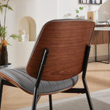 A&A Furniture, Dining Chairs Set of 2 Mid Century Modern Retro Faux Leather Chair with Walnut W1143P191787