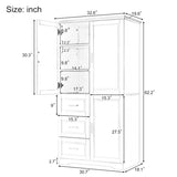 ZUN Tall and Wide Storage Cabinet with Doors for Bathroom/Office, Three Drawers, Grey WF299285AAG