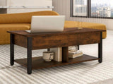 Coffee Table with Storage, Lift-Top Wooden Center Table for Home & Office, Rustic Brown 63662847
