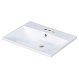 24" Bathroom Vanity Top Only, White Basin, 3-Faucet Holes, 4" Faucet Available, Ceramic WF287736AAK