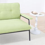 The 53-inch green sofa offers a spacious layout in the small apartment, easily handling various W3371P309475