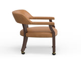 Gorman Dining and Game Chair in Walnut with Saddle Faux Leather B050P412223