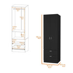 ZUN Black 2-Door 2-Drawer Wardrobe B062P205245