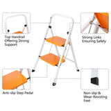ZUN 2 Step Ladder Folding Step Stool Steel Anti-Slip Sturdy Wide Pedal 03353453