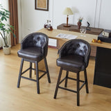 33.25" Swivel Counter Stools Set of 2, Upholstered Counter Height Bar Stools with Solid Rubber Wood WF532108BRN