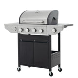 Propane Grill 4 Burner Barbecue Grill Stainless Steel Gas Grill with Side Burner, 46,500 BTU Outdoor W165083092